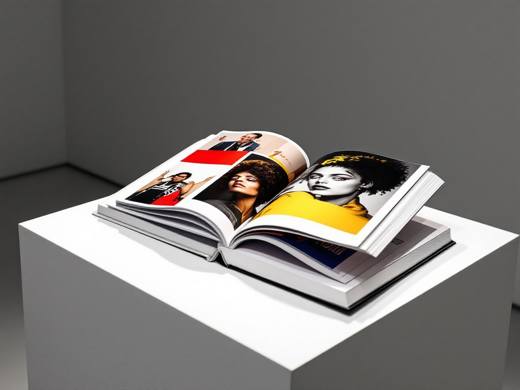 Bold open artist portfolio book printed for NYC creatives