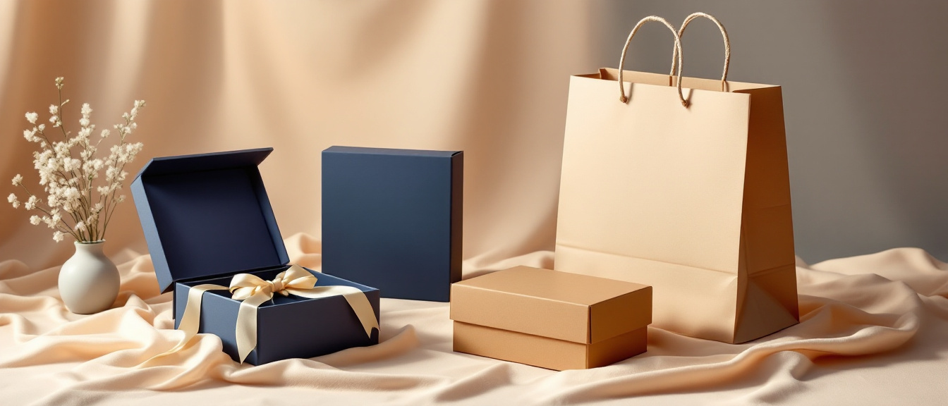 Custom luxury packaging NYC — rigid gift boxes, folding cartons, and shopping bags