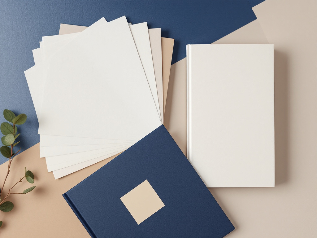 Paper stocks, laminated cover samples, and a perfect-bound book at VSL Print NYC