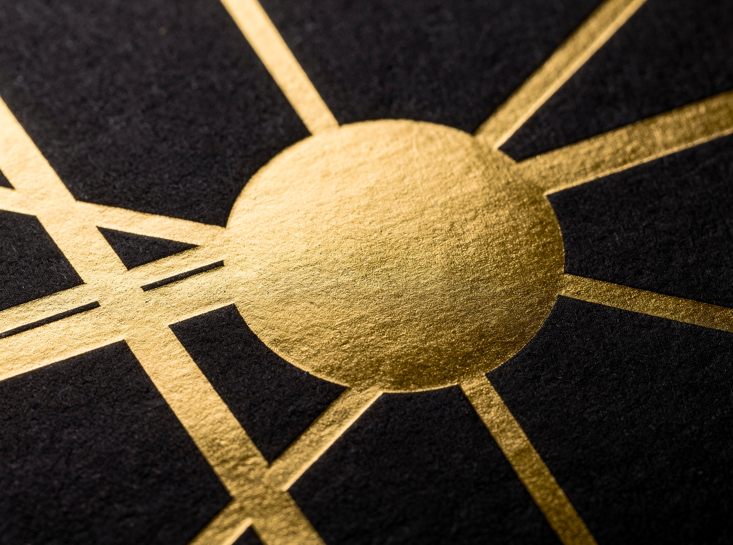 Close-up of gold foil stamping finishing produced in-house by VSL Print NYC