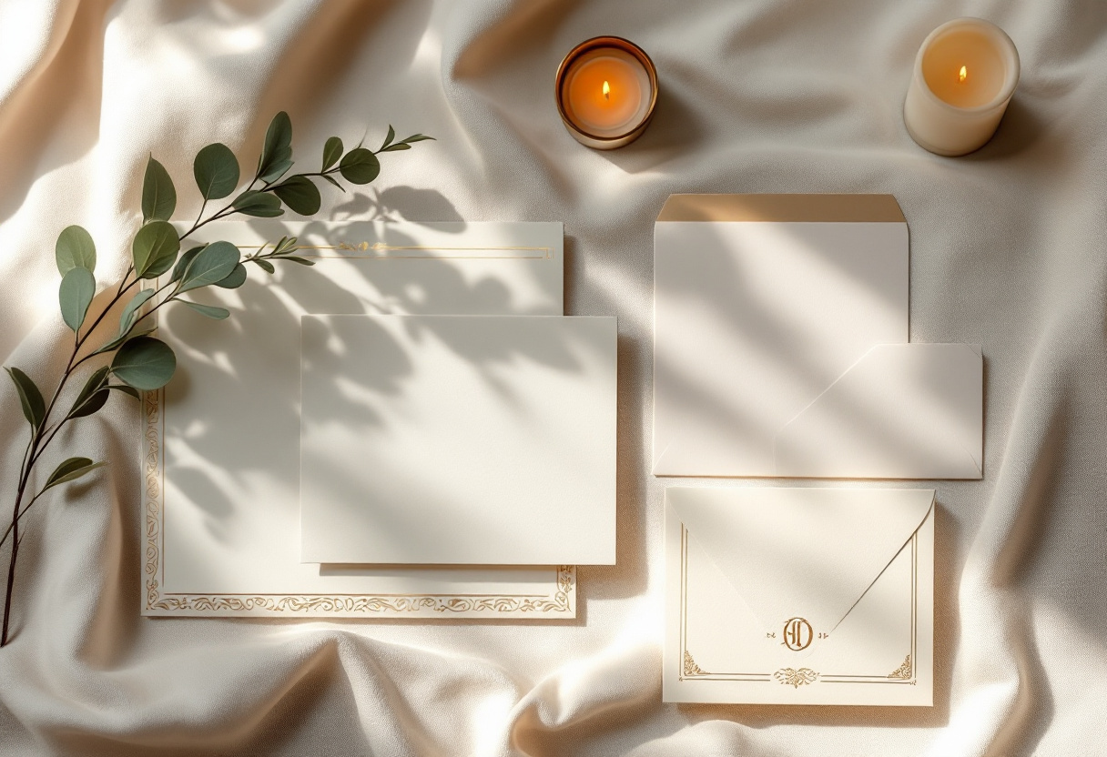 Finished specialty print pieces with foil stamping, embossing, and painted edges by VSL Print NYC