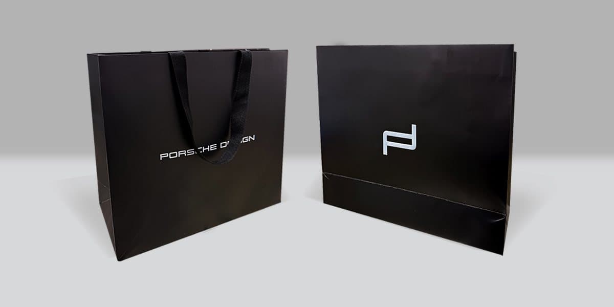 Porsche Design retail gift bags produced by VSL Print