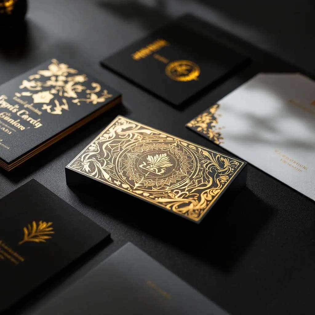 Luxury foil-stamped business cards and embossed stationery